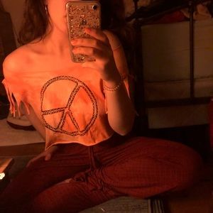 Orange tie dye hippie top